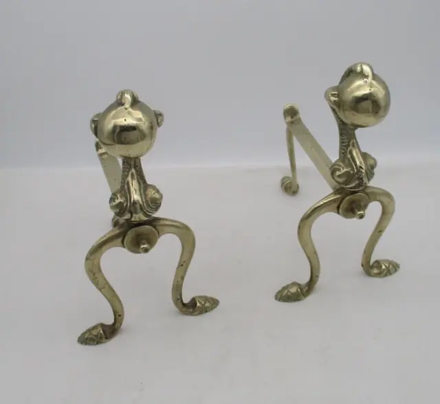 Good Pair of Vintage Brass Fire Dogs - Ball and Claw