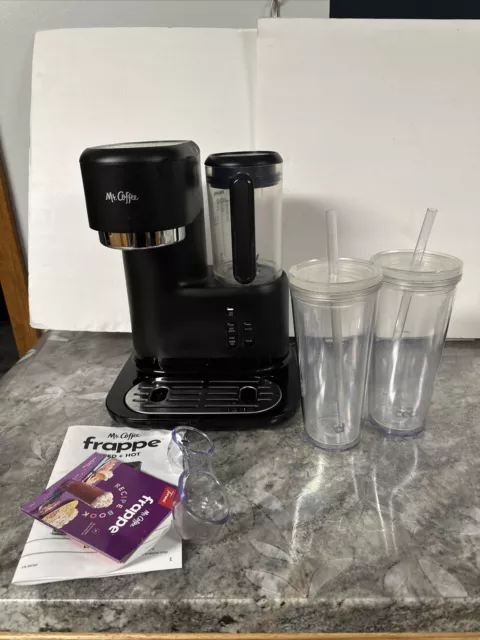 MR. COFFEE Single-Serve Frappe Iced and Hot Coffee Maker/Blender Black W/ 2 Cups