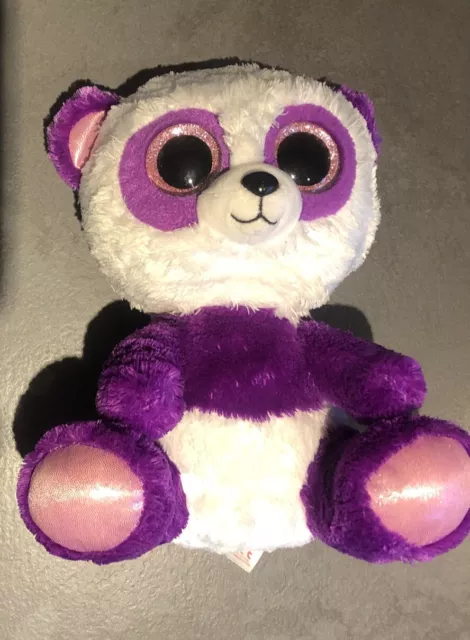 Ty Silk Beanie Baby 9” Purple Panda Boom Boom