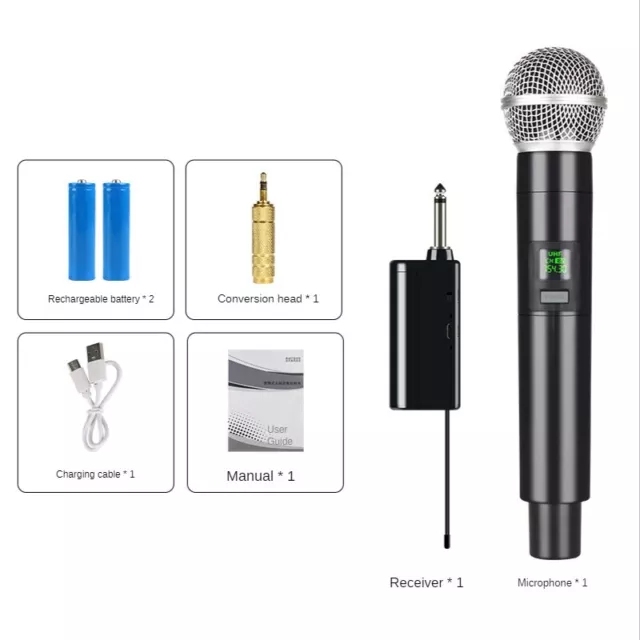 2X(Microphone Sans Fil Professionnel UHF Enregistrement Karaoké Portable 1 3798