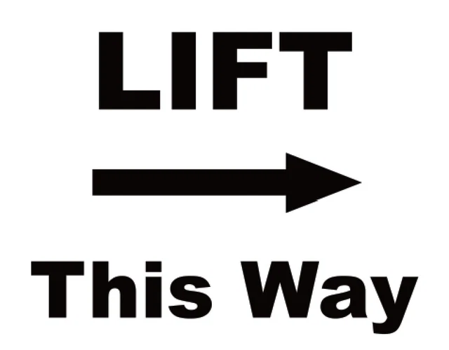 LIFT THIS WAY Right Arrow Self Sign Adhesive Sticker Notice Finish £1. ...