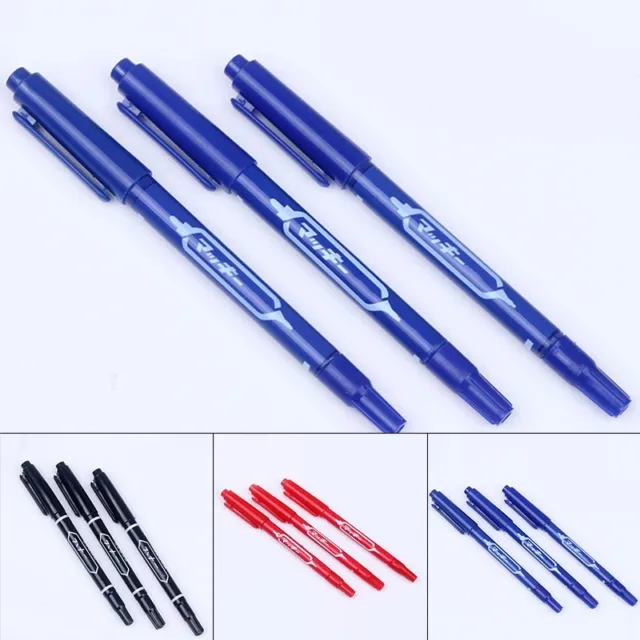 Bolígrafos marcadores permanentes profesionales de doble punta secado rápido y larga duración (3 piezas)