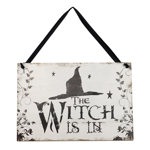 (a)Panneau En Bois De Sorcière 'Halloween Plaque Suspendue Vintage En Bois