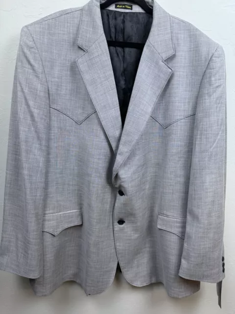 Circle S Mens Jacket Western 54L Sports Coat Suit 2 Button Gray Rockabilly NWT