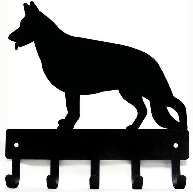 German Shepherd Key Rack Dog Leash Hanger - Metal Wall Art 9 inch/ 6 inch Wide