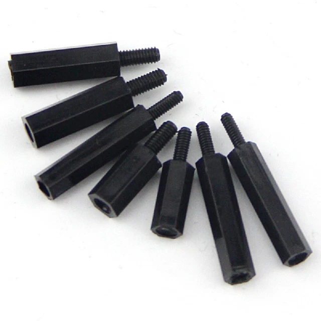 BLACK NYLON PLASTIC MaleFemale Threaded Hex Standoffs Spacers M3 M4 £0