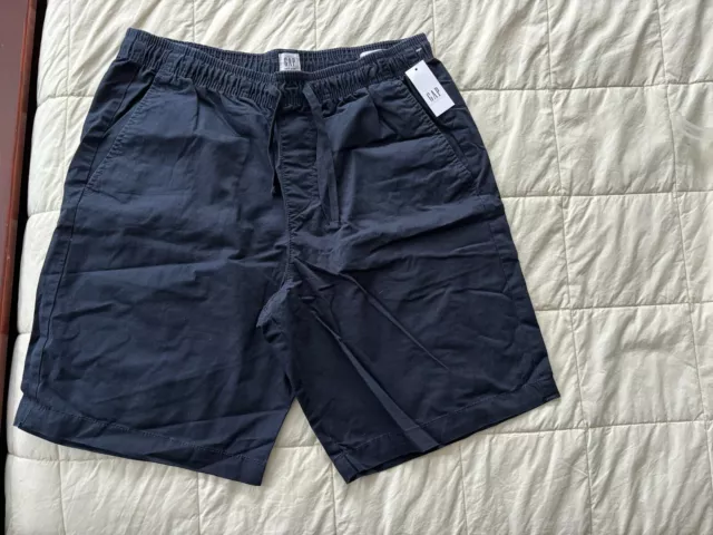 GAP Men's Navy Easy Shorts 9" inseam, M, NWT, elastic waist, drawstring