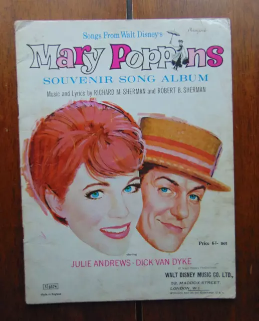 Walt Disney's Mary Poppins Souvenir Song Album Sheet Music Book