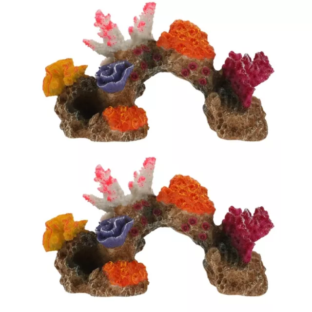 Set of 2 Aquarium Landscaping Coral Resin Fish Tank Rockery Decoration