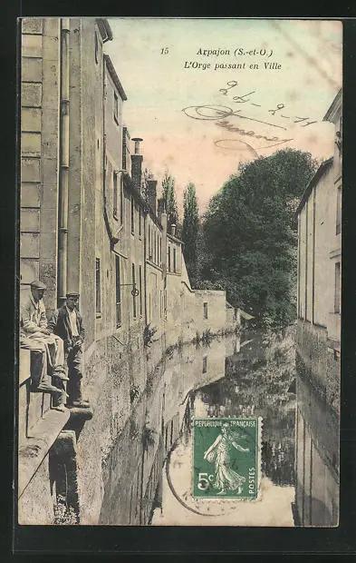 CPA Arpajon, l´Orge passant en Ville 1911