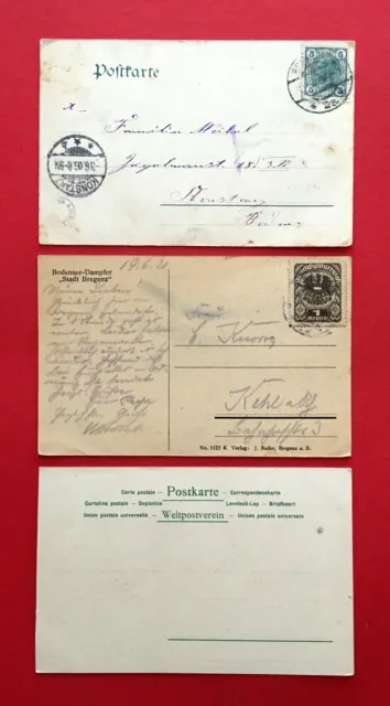 3 x AK BREGENZ am Bodensee 1906/21 Hafen und Postamt mit Dampfer   ( 52681 2