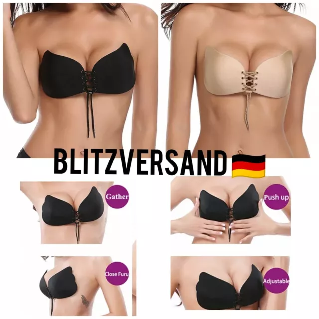 Silikon Klebe BH Push UP Bra trägerlos selbstklebend Rückenfrei A B C