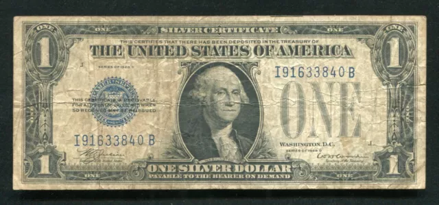 Fr. 1604 1928-D $1 One Dollar "Funnyback" Silver Certificate “I-B Block” Scarce