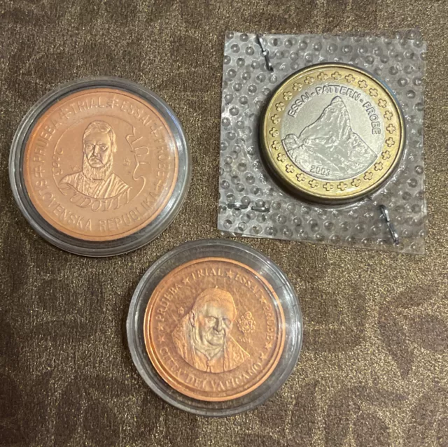 Monete Prova Euro Specimen - Vaticano, Slovacchia  3 Pezzi