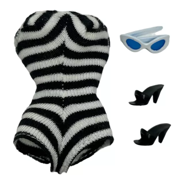 Vintage Barbie BLACK & WHITE Zebra SWIMSUIT Original Bathing Suit REPRO Set