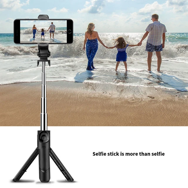 Treppiede selfie stick con telecomando per registrazione video telefono 360 portatile rotazione