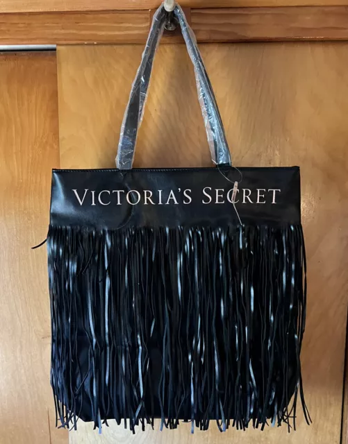 Victoria secret black fringe tote 2025