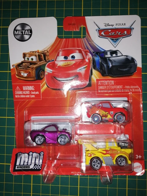 1 Lot  3 mini voitures cars racer Disney Pixar Mattel en metal neuf en coffret