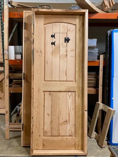 2~Rustic reclaimed solid old growth lumber Doug Fir wine room door pre hung 2