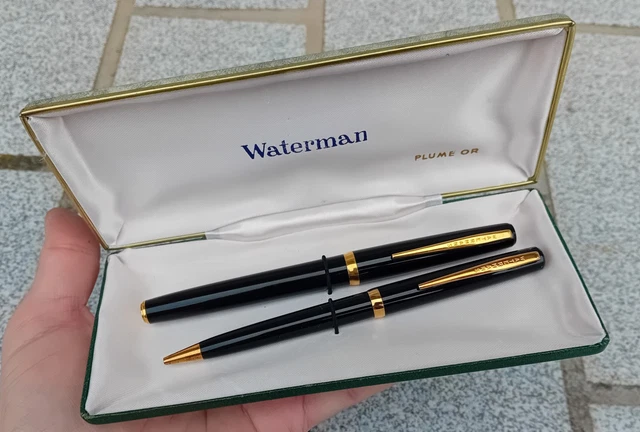 Coffret Stylo Waterman Prestige Plume Or 18k, Roller Et Porte-mine - Occasion, Plaqué Or