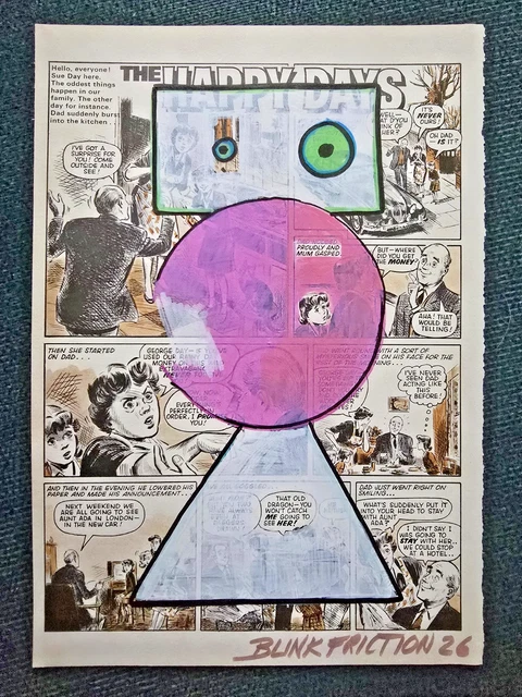 Blink Friction Original Sigil Artwork on Vintage Happy Days – Green Pink White