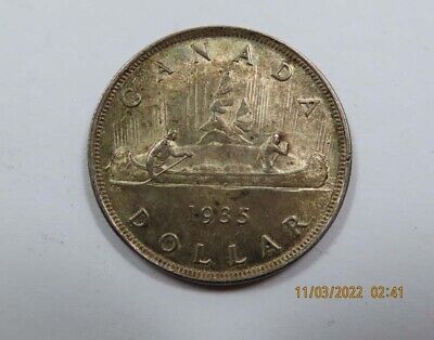 Canada King George V Large Silver Dollar 1935 UNC 1st. Year of Issue VERY SCARCE