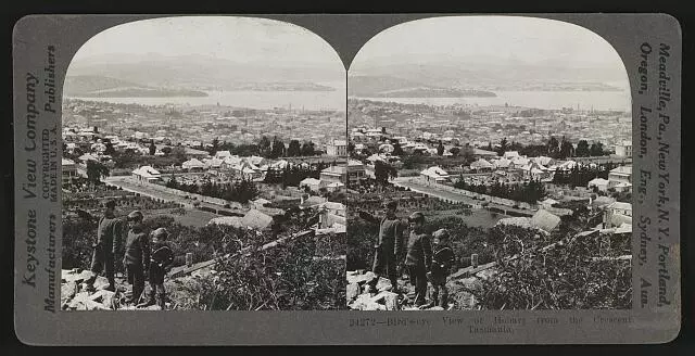 Tasmania Bird's-eye view of Hobart from the cresecent, Tasmania Old Photo