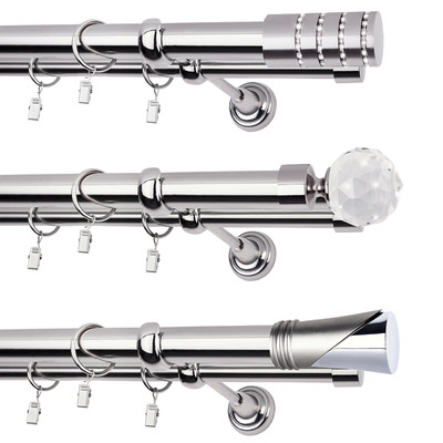 Doris Bastone per Tende in Mettallo  diametro 25 mm ACCIAO INOX  anelli accessori 