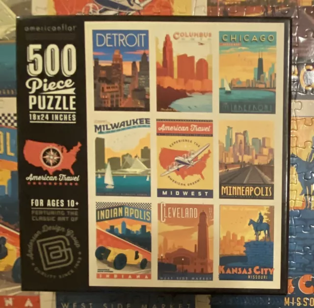 Americanflat American Travel Midwest Anderson Design 500 Piece Jigsaw Puzzle