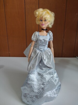 DISNEY CINDERELLA HOLIDAY Princess Barbie Doll White Silver Ball Dress