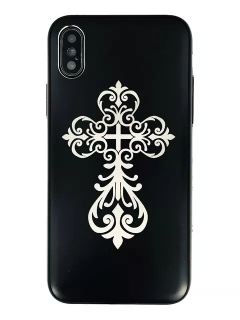 Black Aluminum Metal Cell Phone Case Cover Jesus Christ Cross #0121