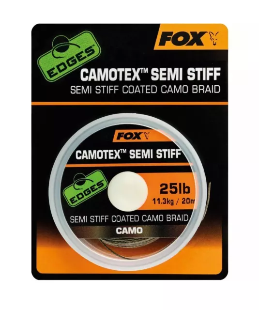 Fox Edges Camotex Semi Stiff Coated Camo Braid 20m NEW Carp Fishing