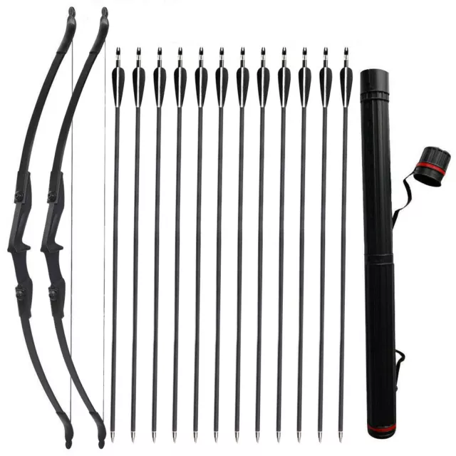 57in Takedown Recurve Bow Right Left Hand Hunting /12Pcs Archery Arrows / Quiver