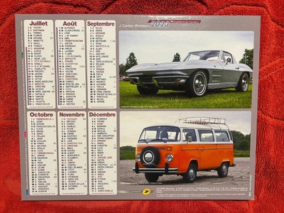CALENDRIER LA POSTE 2023 Rétro Voitures Porsche Ferrari Dino Corvette