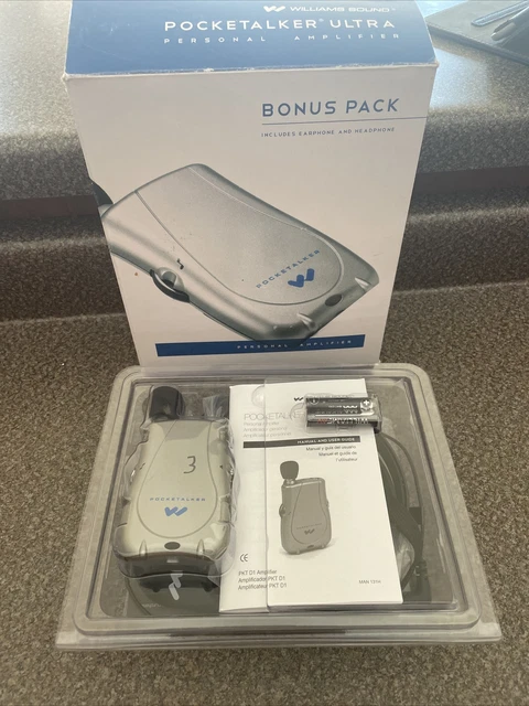 Amplificador Pockettalker Williams Sound PKT D1 Pocket Talker Bonus Pack Nuevo abierto bx