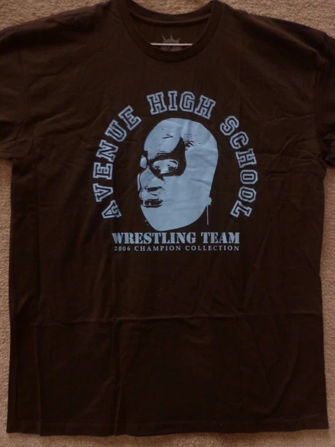 187 Inc Men's T-shirt "Avenue Highe School" -- Brown/Blue , size XL