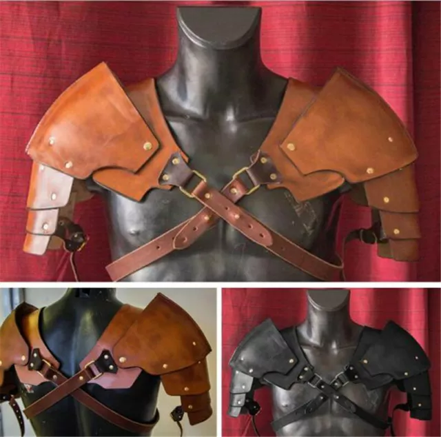 NEW Medieval Renaissance Warrior Metal PU Leather Shoulder Armor Cosplay Costume