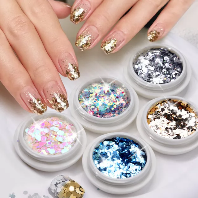 Shiny Colorful Nail Art Sequins 3D Nagel Charm Nail Glitter Flakes Maniküre DIY