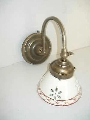 Applique "olandese" in ottone brunito da parete bagno ufficio casa con ceramica