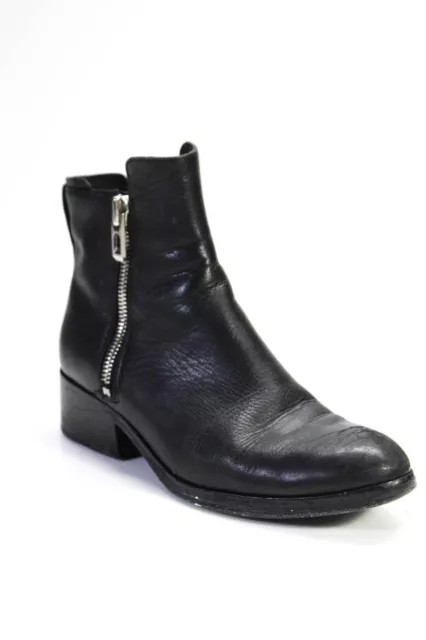 3.1 Phillip Lim Womens Leather Zipped Block Heels Ankle Boots Black Size EUR39.5