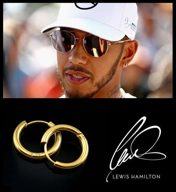 MEN S BOY S LEWIS HAMILTON One Pair 9ct Gold Plated 8mm Hoop Earrings 8.95 PicClick UK