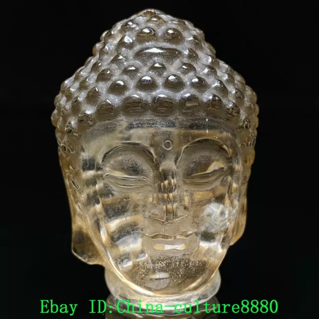 2 "tête de Bouddha Shakyamuni sculptée en cristal naturel tibétain