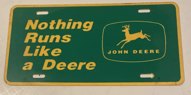 Vintage Nothing Runs Like A Deere Vanity John Deere License Plate  Metal