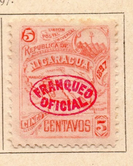 Nicaragua 1897 Early Issue Fine Mint Hinged Optd Franqueo Official 3c. 155319