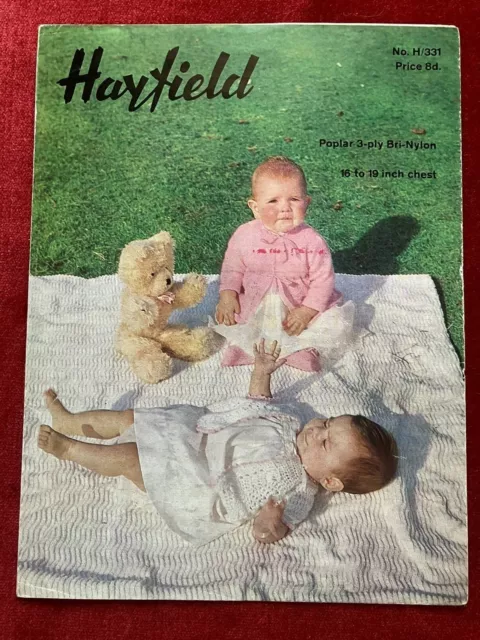 Vintage Hayfield 3-lagige Strickmuster Baby Matinee Mantel 331 870.1.18