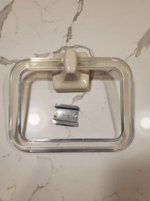 Vintage Porcelain Lucite Bathroom Towel Ring Holder MCM Ceramic/Plastic 60s