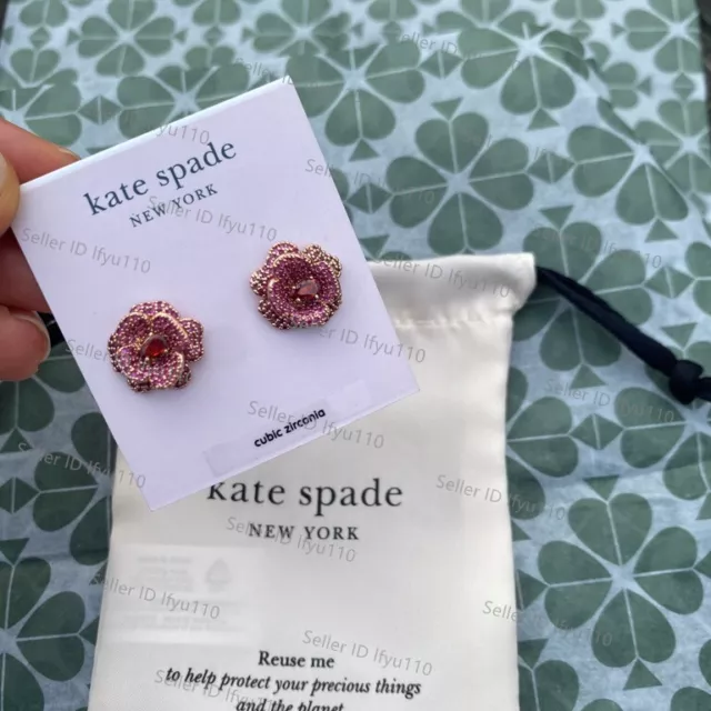 NWT Kate ks Spade Rosy 3D Rose Scarlet Blooms Flower Stud Earrings