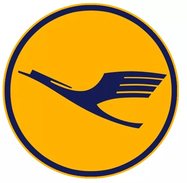 Grosser Kleiner Gelber Lufthansa Aufkleber Sticker Altes Logo Spiegelei Kfz Rund