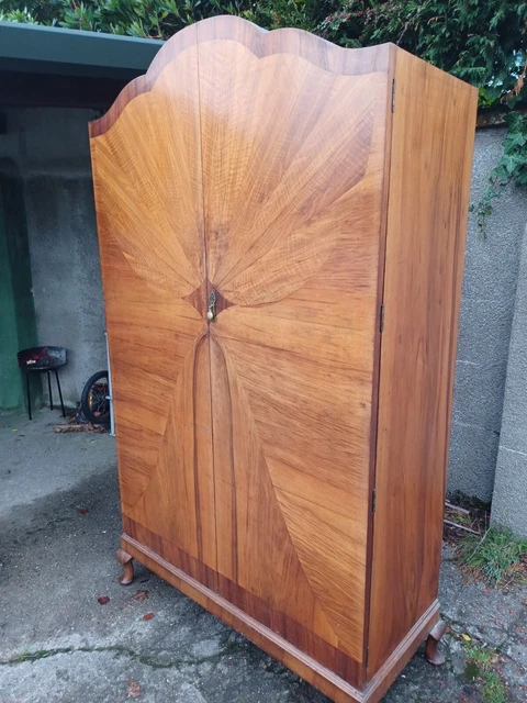 Art Deco style solid wood double wardrobe. Cherry wood