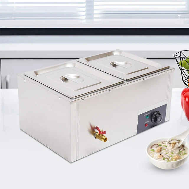 COUNTERTOP ELECTRIC FOOD Warmer Steamer 2 Pan Hot Well Bain Marie